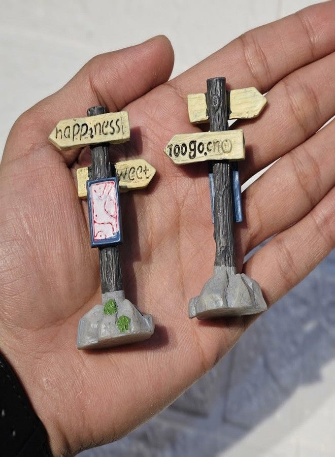 ARUNA DECOR Miniature Signboard Set of 2 for Mini Garden Decor, Fairy Garden Accessories, Dollhouse Decoration & DIY Crafts | Mini Toy Sign Boards for Terrariums, Planters & Gifting - Image 2