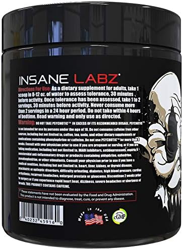 Insane labz مسحوق الطاقة والتركيز قبل التمرين من إنساين لابز سايكوتيك بلاك إديشن ميد ستيمولانت محمل بالكرياتين بيتا ألانين تورين مدعوم بـ AMPiberry 35 حصة عنب - Image 3