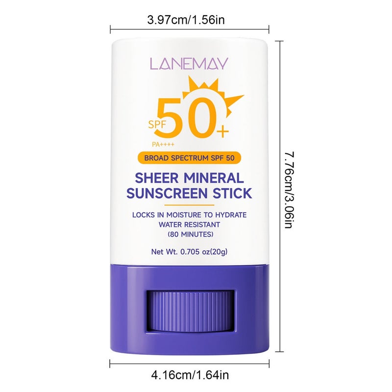 LANEMAY Sheer Mineral Sunscreen Stick SPF 50 - Broad Spectrum, Water Resistant, Hydrating - Image 3