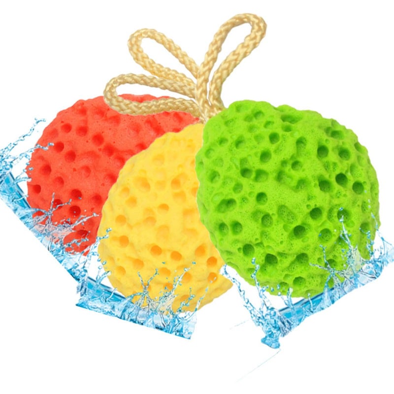 3pcs Honeycomb Bath Sponge Set Exfoliating Body Scrubber Multi Color Yellow Green Orange - Image 3