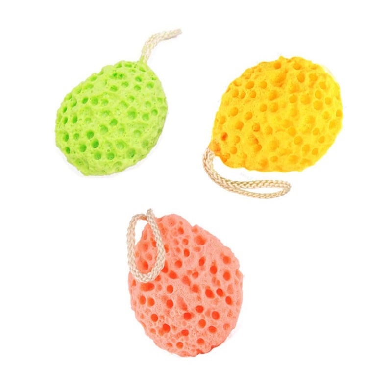 3pcs Honeycomb Bath Sponge Set Exfoliating Body Scrubber Multi Color Yellow Green Orange - Image 2