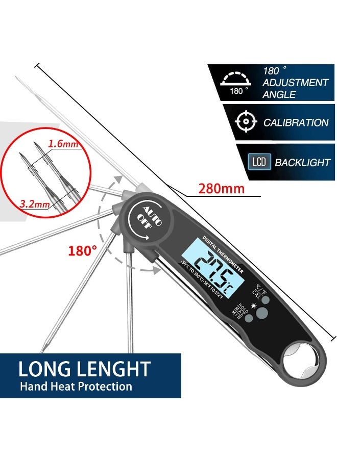 Digital Meat Thermometer Food Thermometer with LCD Magnet and Corkscrew, IPX6 Super Waterproof Kitchen Cooking Thermometer Probe for Baking, Oven, Fryer, Candy, Grill, BBQ and Turkey (BLACK) - pzsku/Z1B7EAF294016B84178E2Z/45/_/1720066960/832fef92-b54e-4916-87e3-80bcc80edb0a