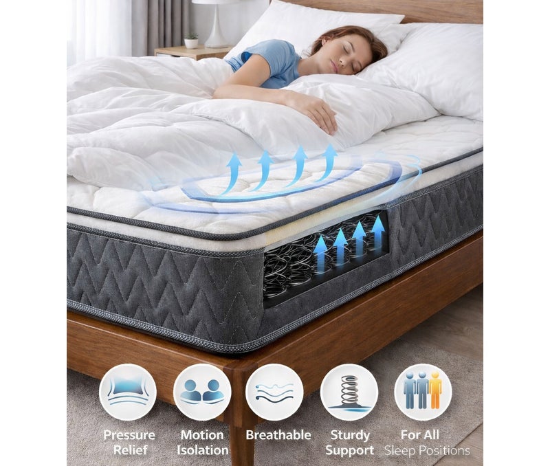 ريكسال هوم مرتبة Rexal Home Cozy بنوابض بونيل مع Pillow Top – مقاس كوين كاليفورنيا 160 × 200 × 25 سم – راحة متوسطة الصلابة - Image 5
