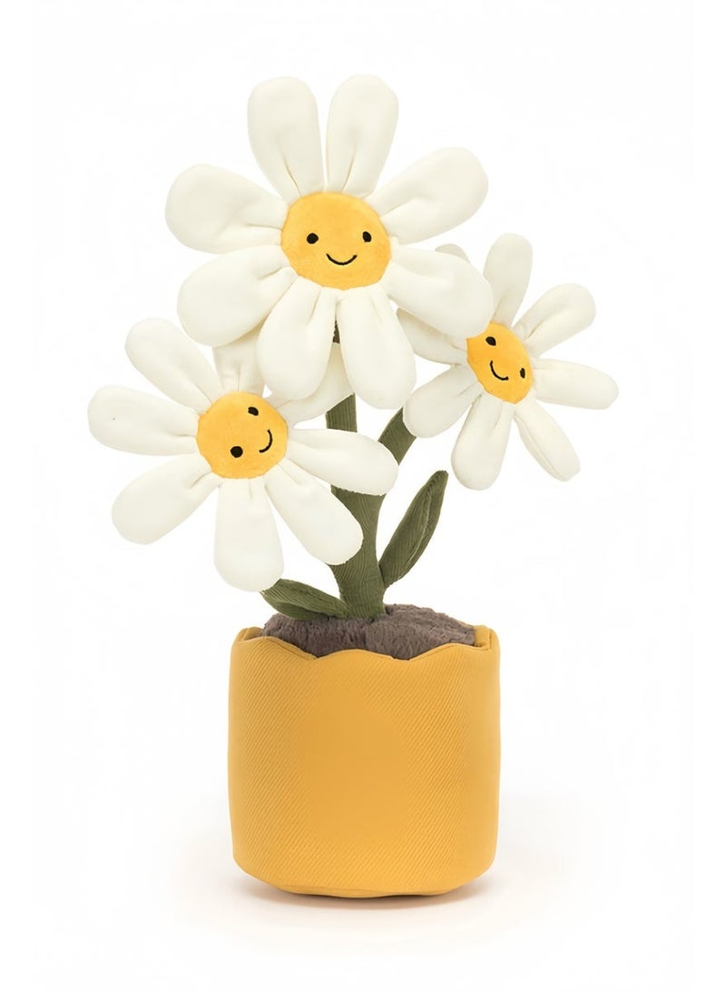Jellycat Cute Smiley Daisy Potted Decor - Soft Plush Material, Adorable Facial Expression, Mini Desktop Ornament, Multifunctional Home/Office Decor & Gift - Image 1