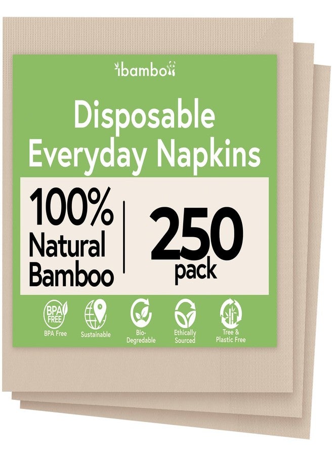 Ibambo Everyday 100% Bamboo Compostable Napkins Disposable 250-Pack | Table Napkins Disposable for Lunch, Dinner, Events & Entertaining | 2-Ply FSC Certified | Compostable Paper Towels | 6.5 x 6.5Inch - Image 1