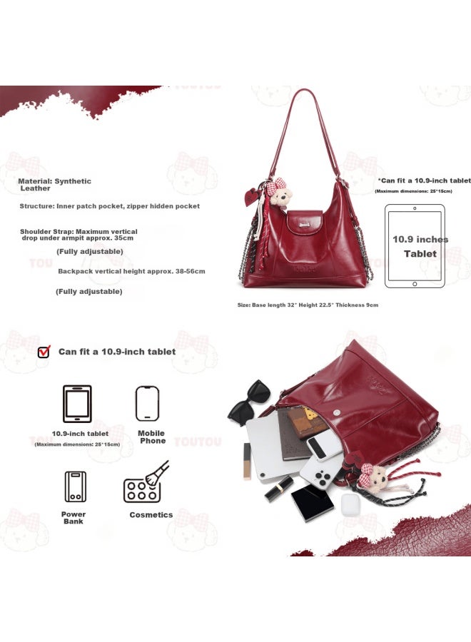 Toutou Meat Floss Dog Red Tote Large Double Shoulder Bag New Simple Girls Multi-use Gift For Women's Day March 8 - Image 4