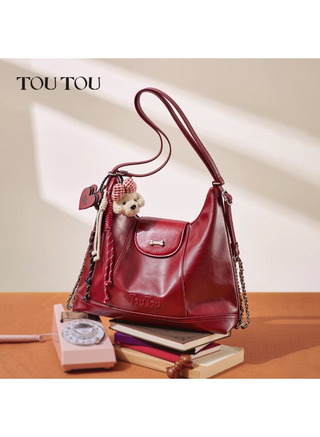 Toutou Meat Floss Dog Red Tote Large Double Shoulder Bag New Simple Girls Multi-use Gift For Women's Day March 8 - Image 1
