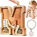 SummiDate Wooden Letter Piggy Bank for Kids Piggy Bank for Boys Girls Toddler Alphabet M Money Bank Personalized Initial Wood Coin Bank Birthday for Kids M - Image 4