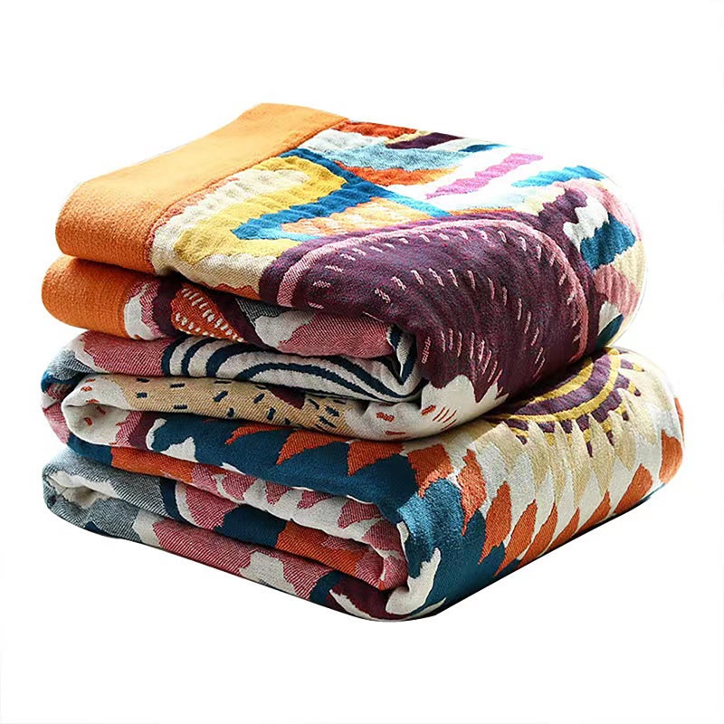VANJOROY Doublesided Bohemian Sofa Large Bed Throw Blanket 100 Organic Cotton Warm Soft Luxury Boho Throw for 2 3 Seater Settees Armchair and Couch 200x230cmColorful
