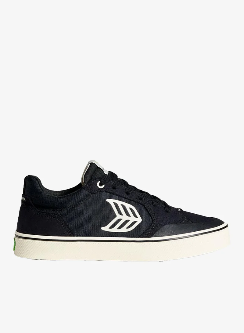 VALLELY PRO Black Suede and Cordura Ivory Logo Sneaker