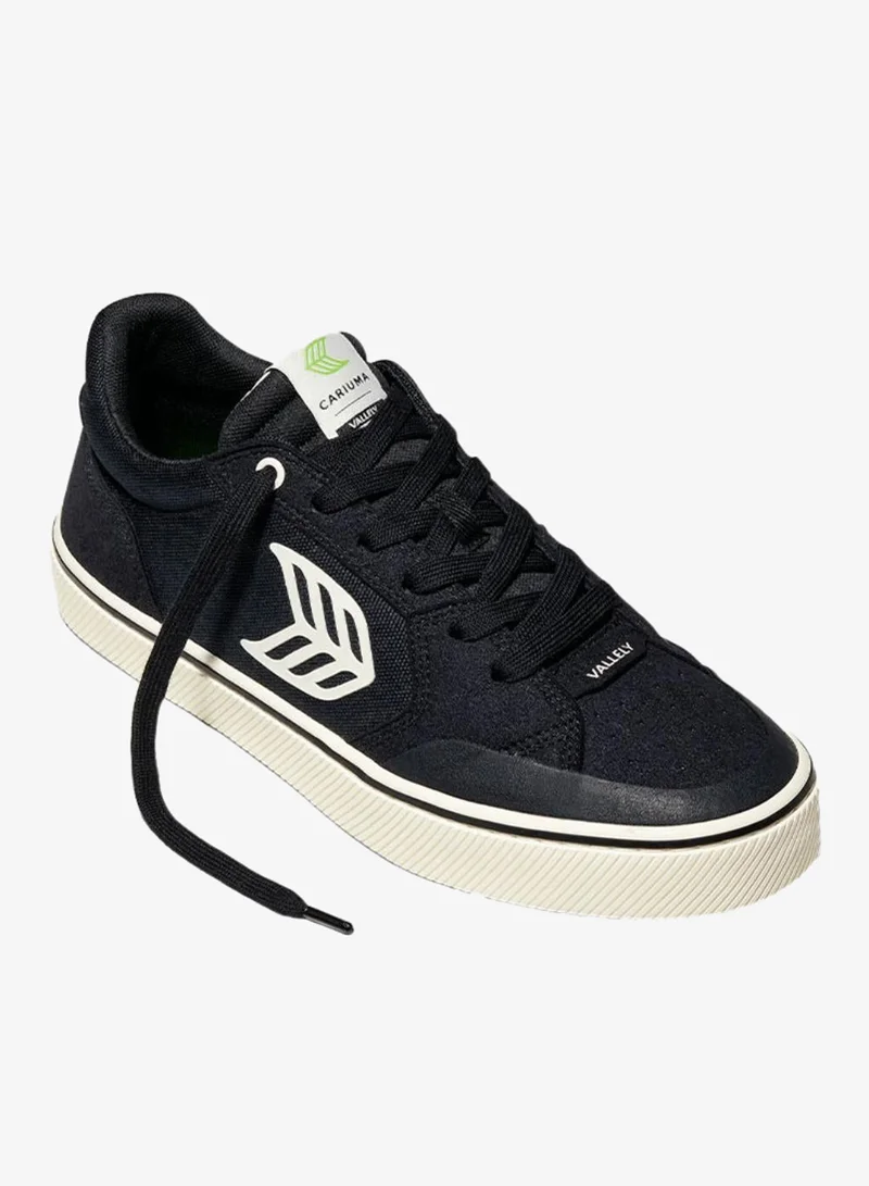 كاريوما VALLELY PRO Black Suede and Cordura Ivory Logo Sneaker