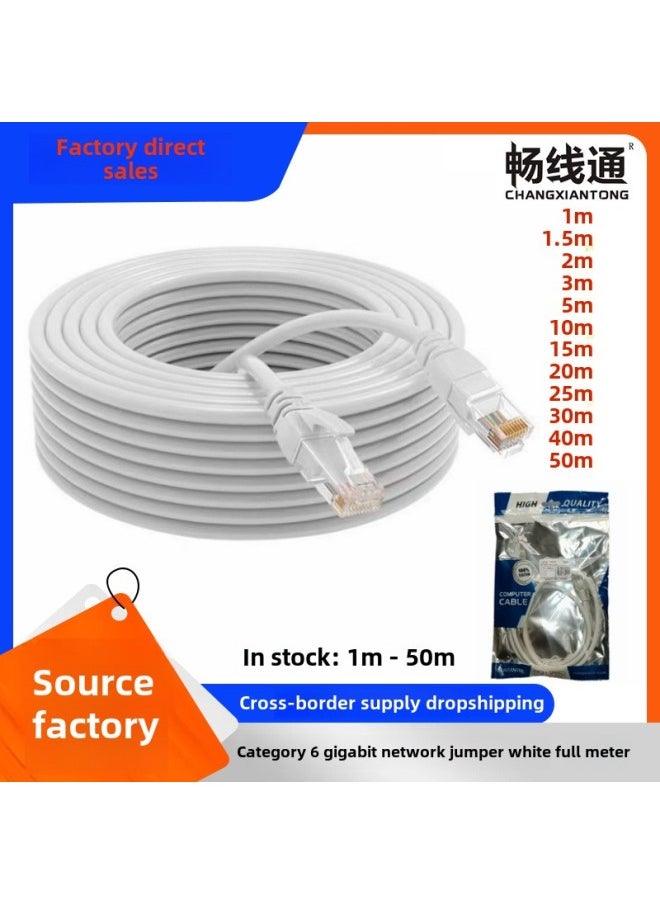 Generic Direct Five Types Of Finished Mechanism Network Cable Jumper Network Connection Line 1 Meter To 50 Meters Network Jumper-Color:Category 6e Copper Clad Aluminum White Full Meter-Line Length:40 M  - Image 1