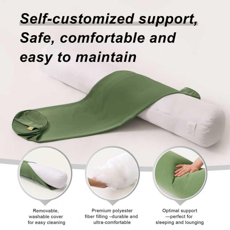 Ailuteie Body Pillow for Adults,Long Round Pillow,Big Cylindrical Pillow,Large Full Bolster Pillows for Side Sleepers (Olive Green, 47.24"*7.87") - Image 4
