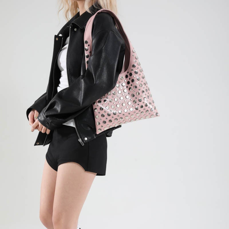 Fashion Women'S Bags Casual Stylish Trendy Cool Polka Dot Rivet Armpit Bag Bucket Bag Shoulder Bag - Image 4