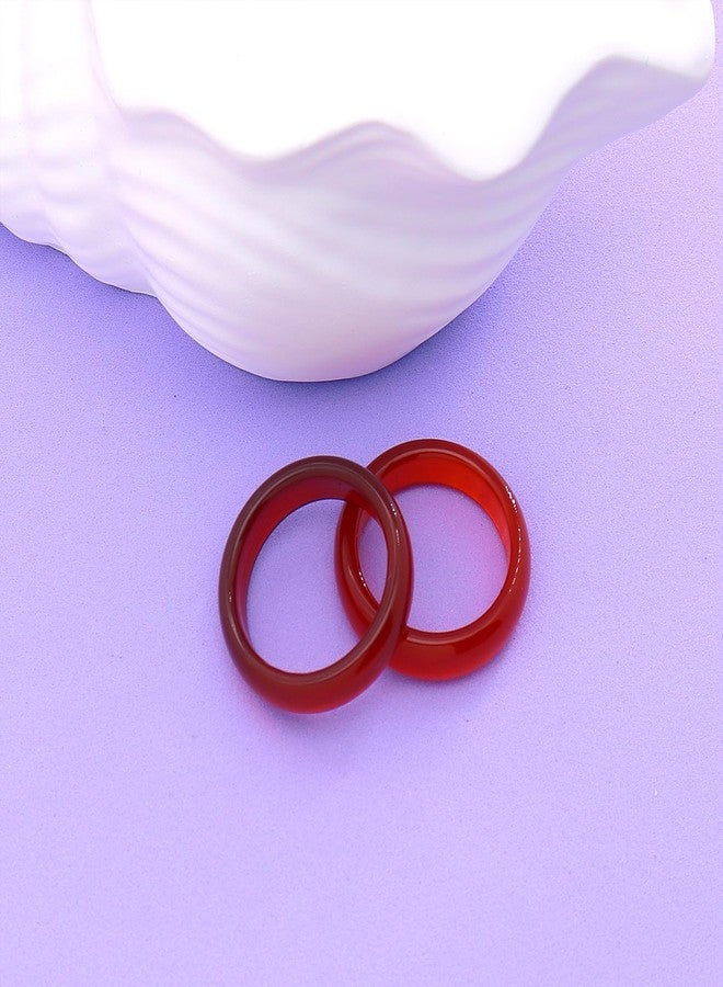 FUTIMELY 2Pcs 6mm Red Carnelian Crystal Rings Set for Women Agate Carnelian Stone Stackable Band Ring (7) - Image 5