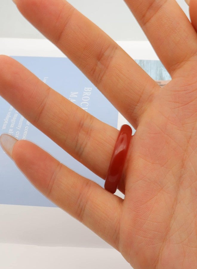 FUTIMELY 2Pcs 6mm Red Carnelian Crystal Rings Set for Women Agate Carnelian Stone Stackable Band Ring (7) - Image 3