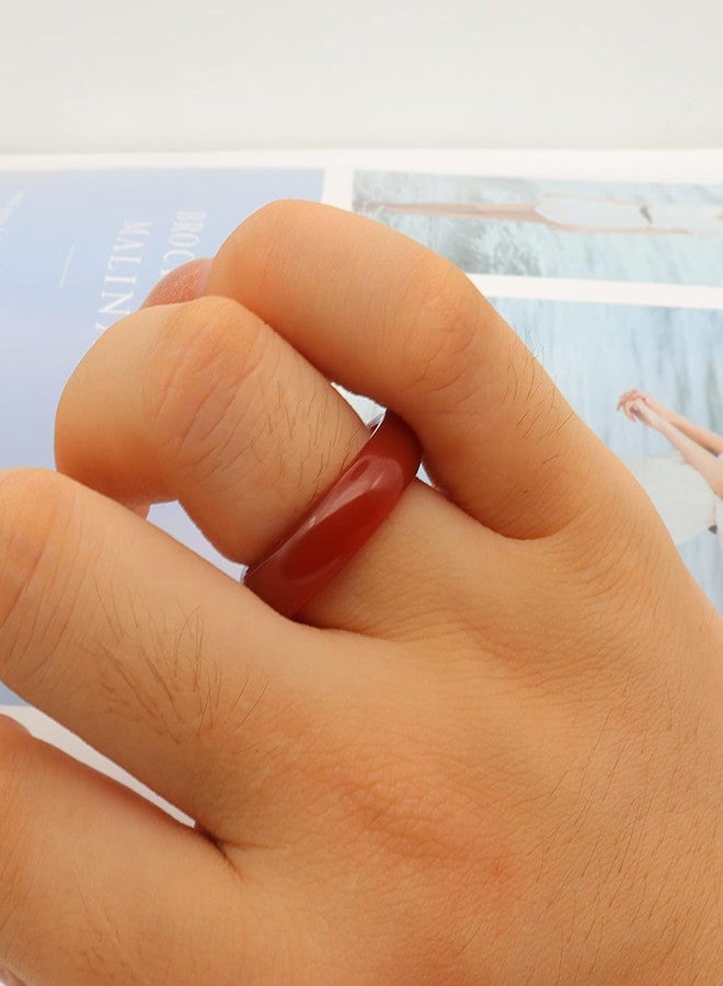 FUTIMELY 2Pcs 6mm Red Carnelian Crystal Rings Set for Women Agate Carnelian Stone Stackable Band Ring (7) - Image 4