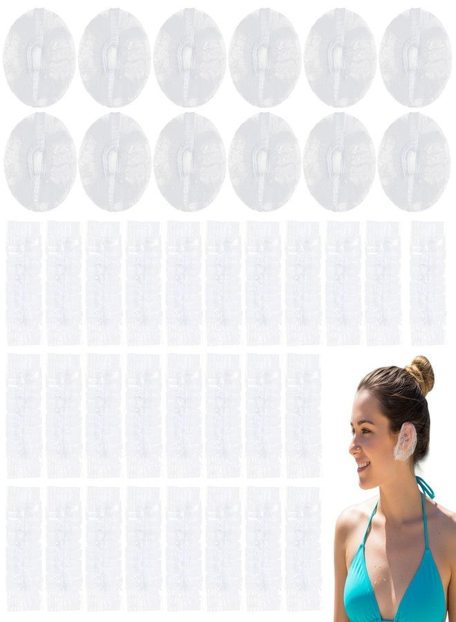 Quilax 200 PCS Disposable Ear Covers for Shower, Clear Elastic Ear Shower Caps Hair Dye Ears Protectors, Ears Covers for Hair Colouring and Beauty Treatments - Image 1