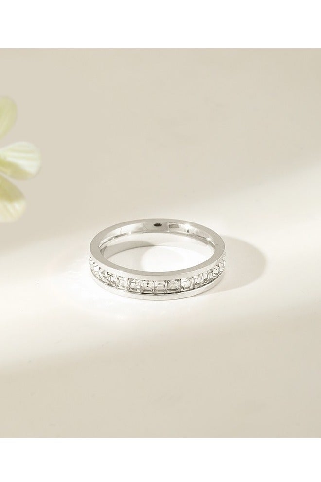 روماد خاتم نسائي فضي أنيق مرصع بالكريستال الفاخر لإطلالة راقية. - Image 3