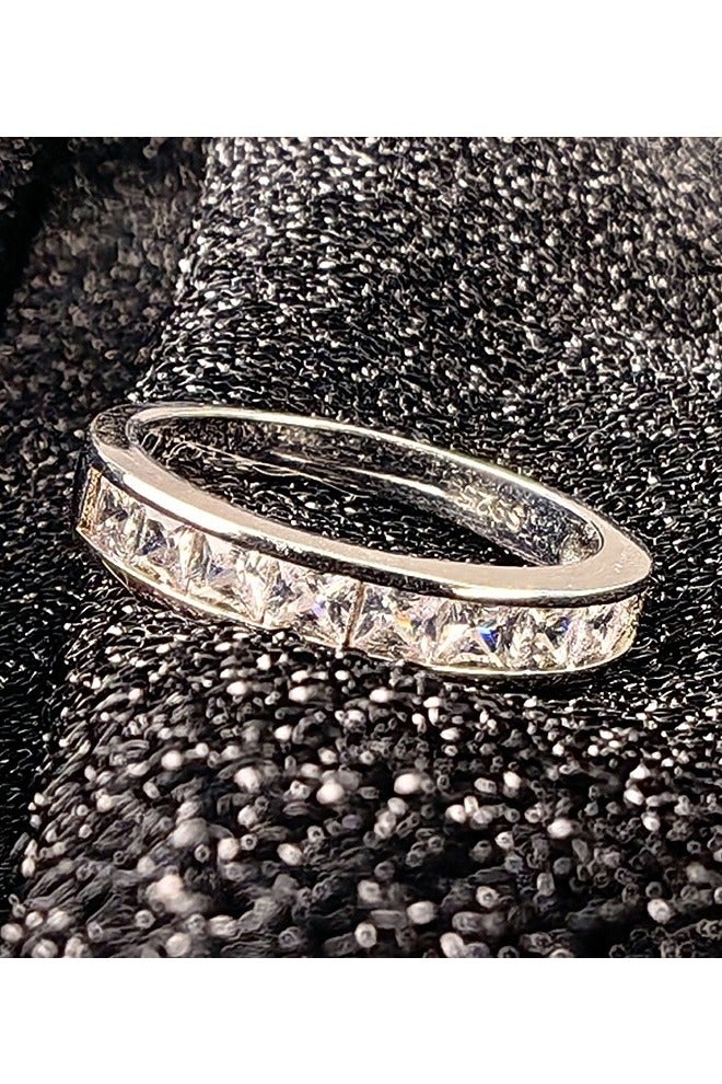 روماد خاتم نسائي فضي أنيق مرصع بالكريستال الفاخر لإطلالة راقية. - Image 4