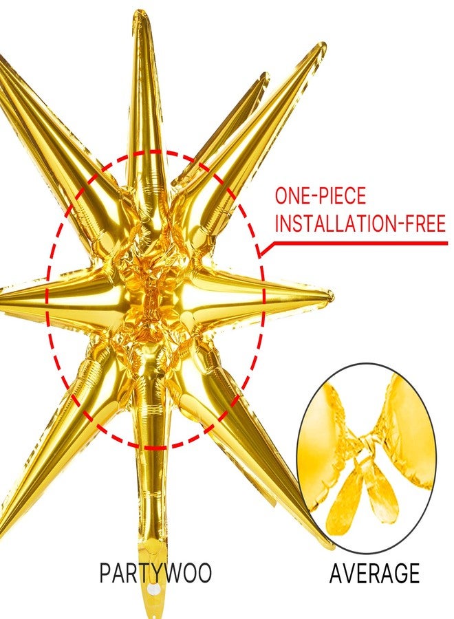 PartyWoo Metallic Gold Star Foil Balloons 10pcs Different Sizes Pack of 42 27 22 Inch Explosion Spike Mylar Balloons for Graduation Wedding Anniversary Bachelorette Birthday Party Decorations - Image 4
