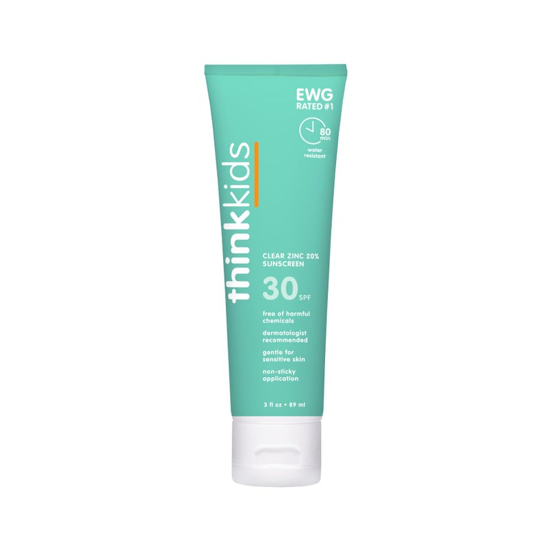 Thinkkids Mineral Sunscreen, SPF 30 Clear Zinc Oxide Sunscreen, 3 Fl Oz, Natural Reef Safe Sunscreen for Kids, Vegan Broad Spectrum UVA/UVB Sun Screen - Image 1