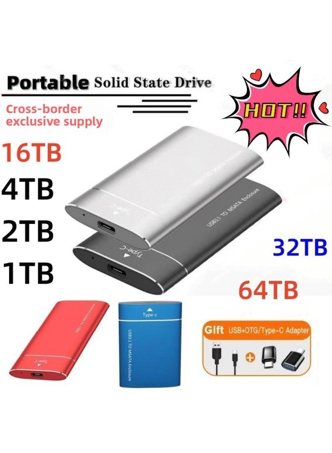 Exclusive For Direct Selling Portable Mobile Solid State Drive 4T 2T High-speed External Mobile Hard Drive SSD1T-Capacity:8TB-Interface:Silver - Image 1
