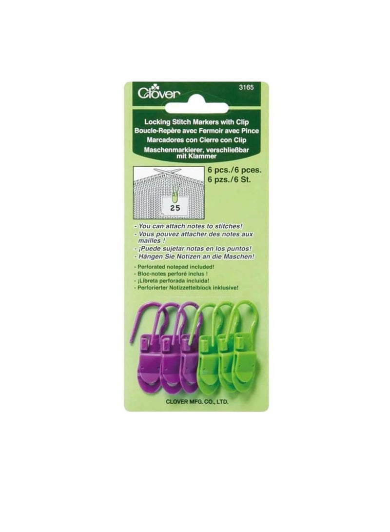 Clover Locking Stitch Markers With Clip - Image 3
