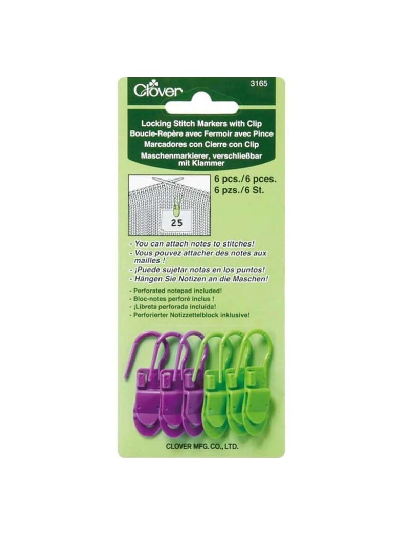 Clover Locking Stitch Markers With Clip - Image 1