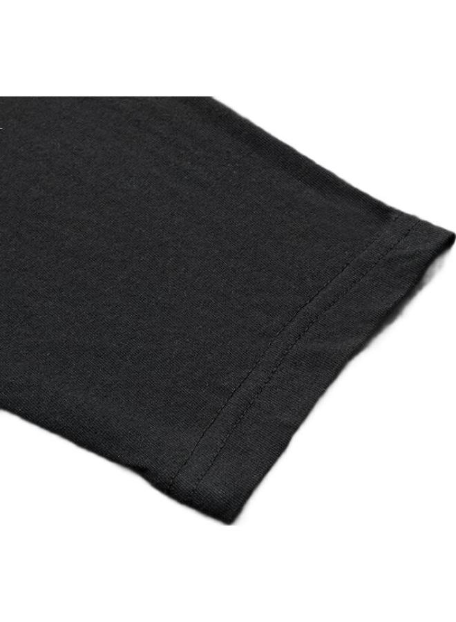 LIMENG 230G Thickened American-Style Pure Cotton Long-Sleeve T-Shirt For Men, White Inner Layer, Round Neck, Loose Undershirt, Black, Xl - Image 1