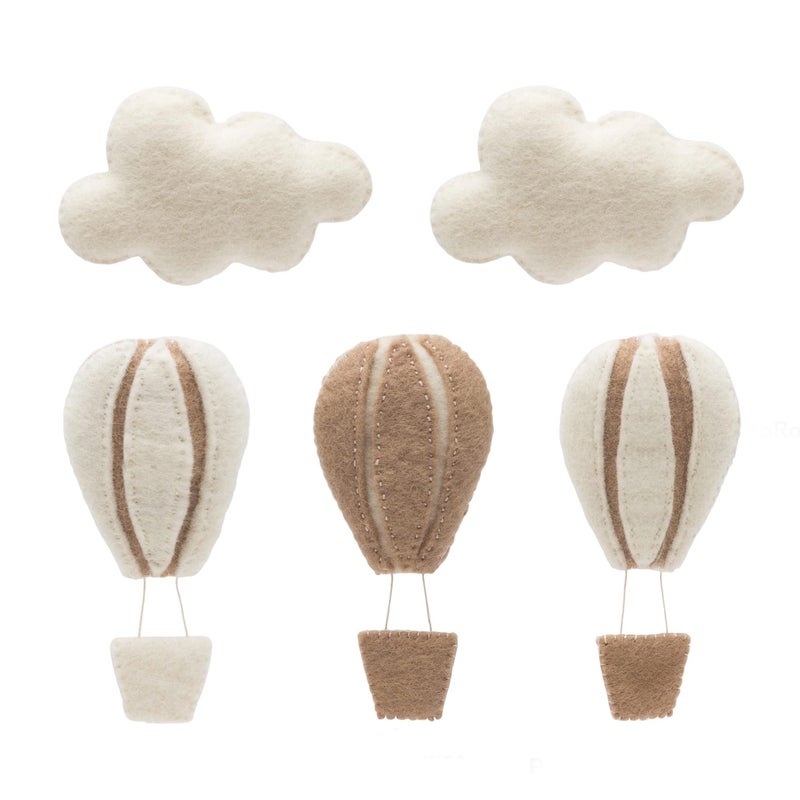 GLACIART ONE Hot Air Balloon  Cloud Decoration  Hanging Wall Decor Bedroom Wall Banners Room Accessories or Ceiling Mobile  Use for Garland or Crib  Great Gift Idea