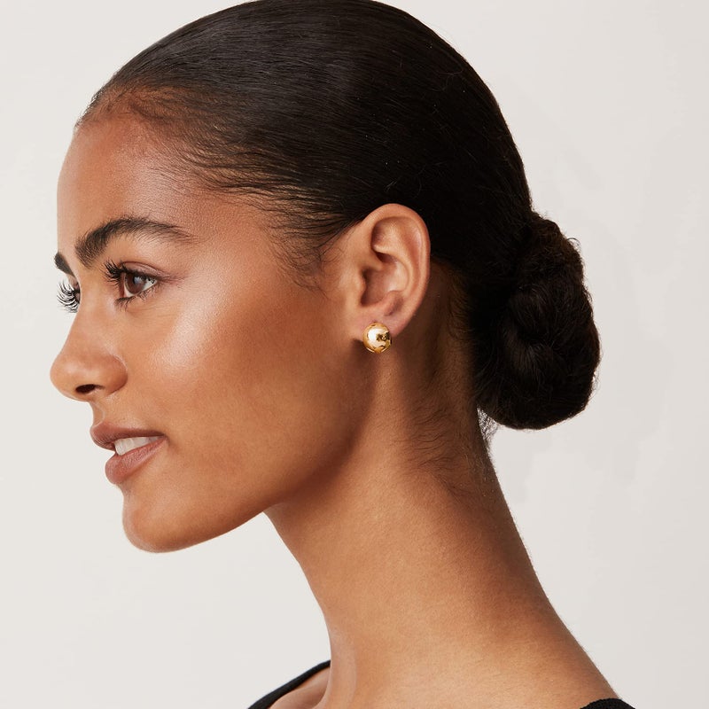 PAVOI 14K Yellow Gold Plated 925 Sterling Silver Post Twisted Open Hoop Earrings Women's Small Braided Hoop Earring - Image 2