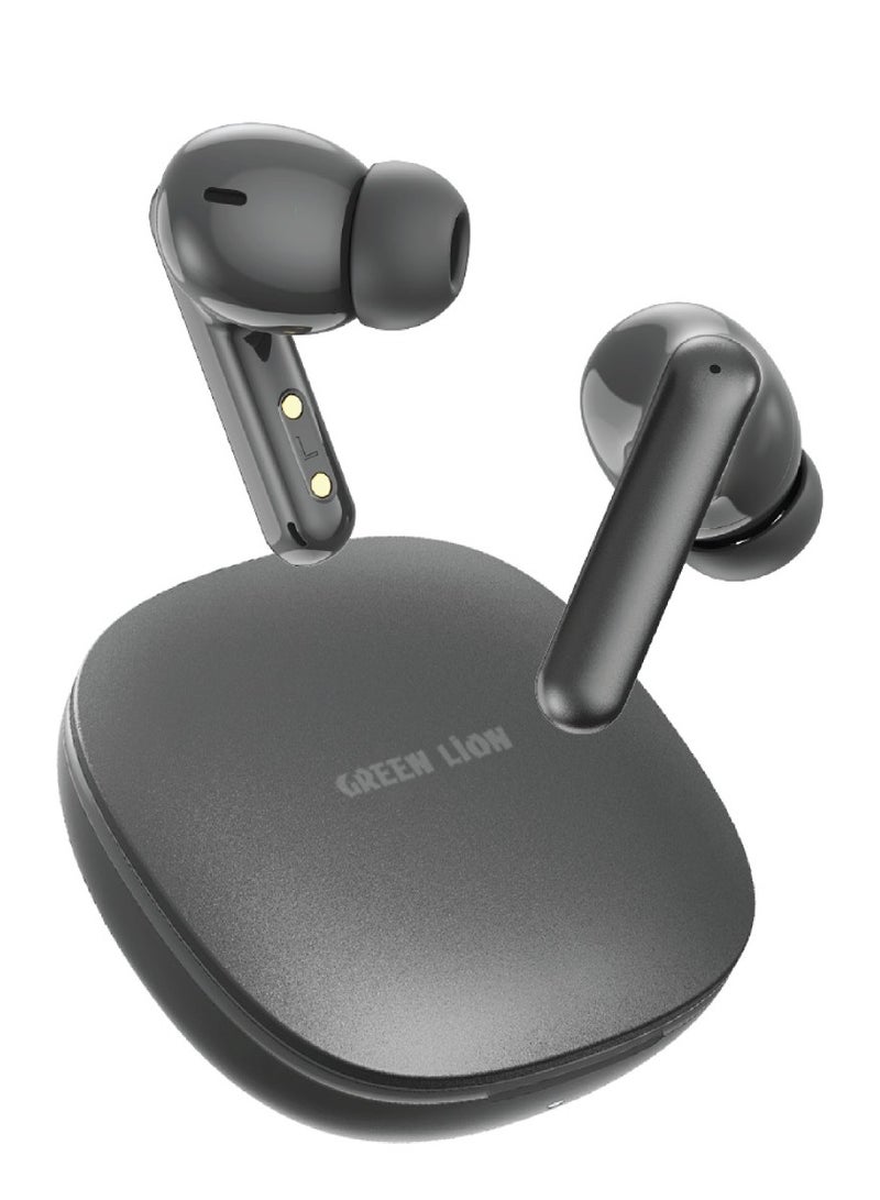 GREEN LION True Wireless Earbuds Osaka / Touch Control / Dual Mic ENC / 35 dB Noise Reduction Hybrid ANC / Voice Assistant / Sweat Resistant for Workout /Gym/ Music / Bluetooth Calls - Grey - Image 1
