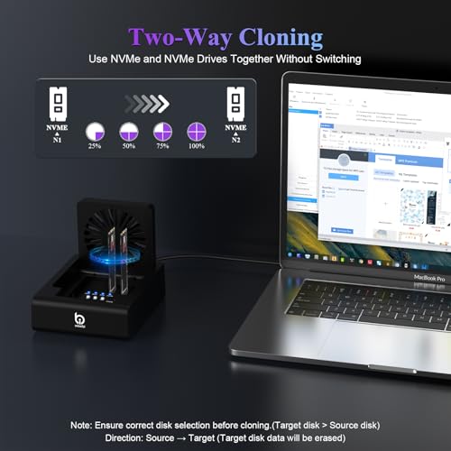 xiaobi M.2 NVMe & SATA Hard Drive Docking Station, USB C 10Gbps Hard Drive cloner for M.2 PCIe NVMe + SATA 2.5”/3.5” HDD Converter, Offline Cloning, Tool-Free, Cooling Fan - Image 4