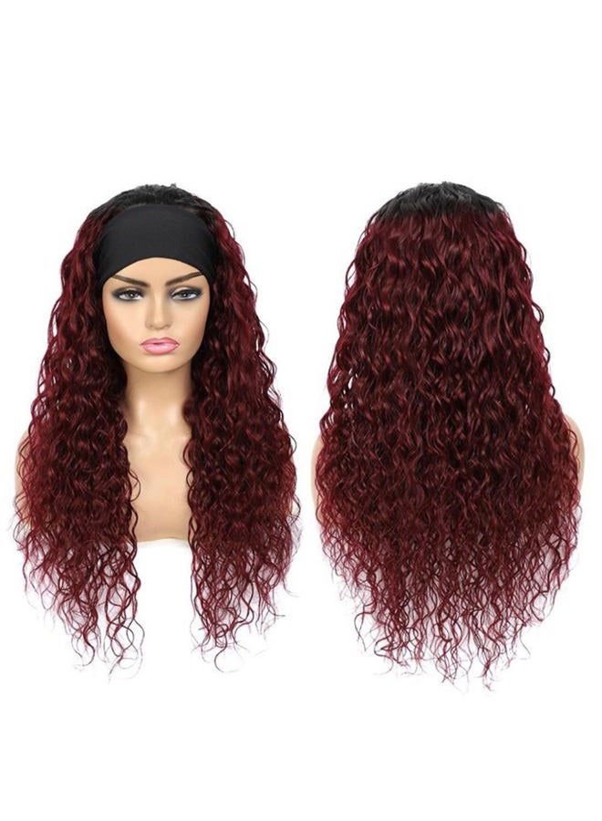 Aiterina Headband Wig deep wave human hair wigs for Black Women Brazilian Remy Hair Glueless Non Lace Front Wig 150% Density (22 inch, 1B/99J) - Image 2