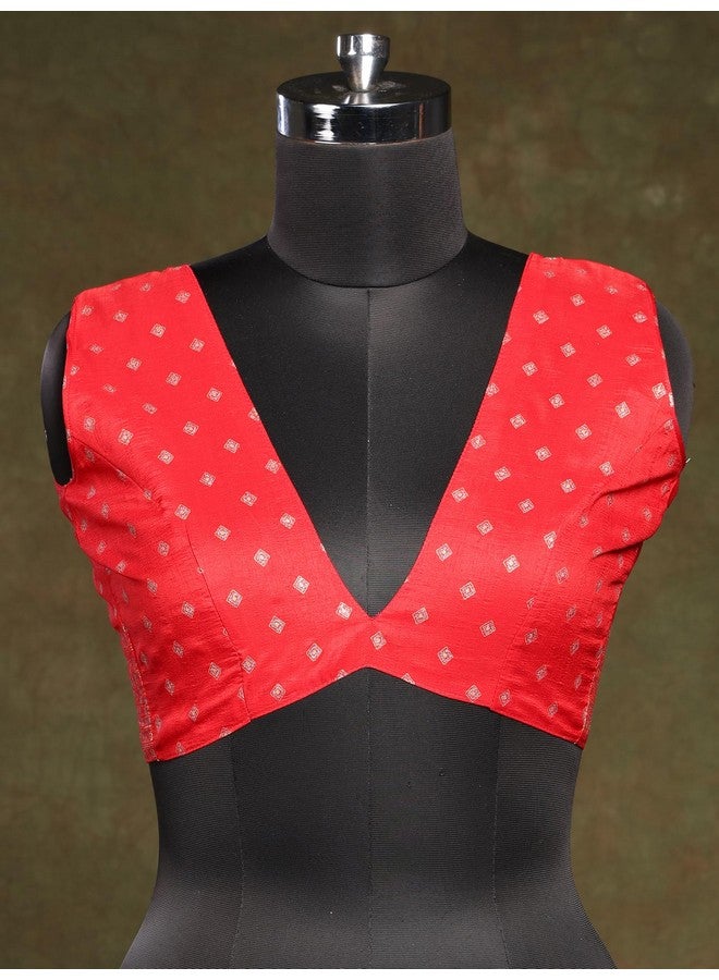 saree mall ساري مول ساري جورجيت مزخرف بطبعة بندهاني مع قطعة بلوزة غير مخيطة (برتقالي_ملكة848_RW) - Image 5