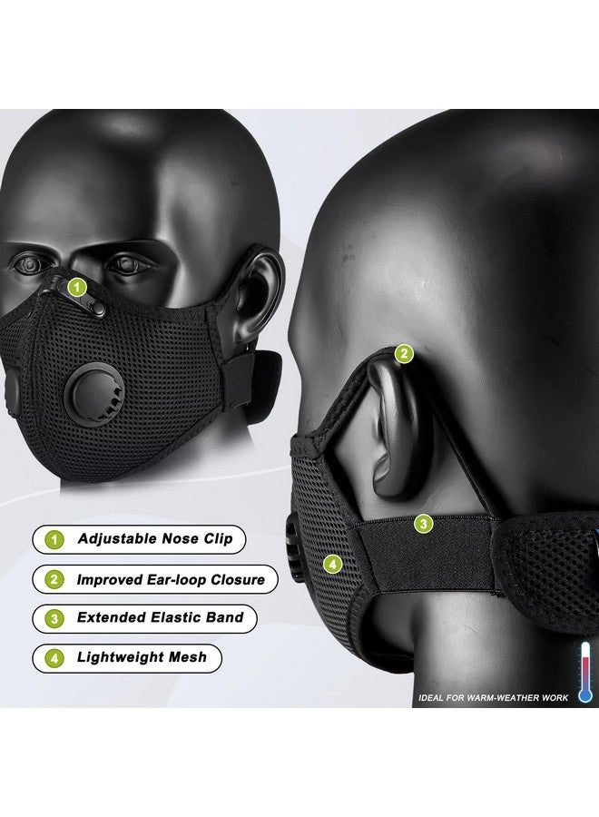 BASE CAMP M Plus Dust Mask, Breathable Reusable Face Mask with 6 Activated Carbon Filters for Woodworking Construction Mowing Grinding (Modern1) - Image 4