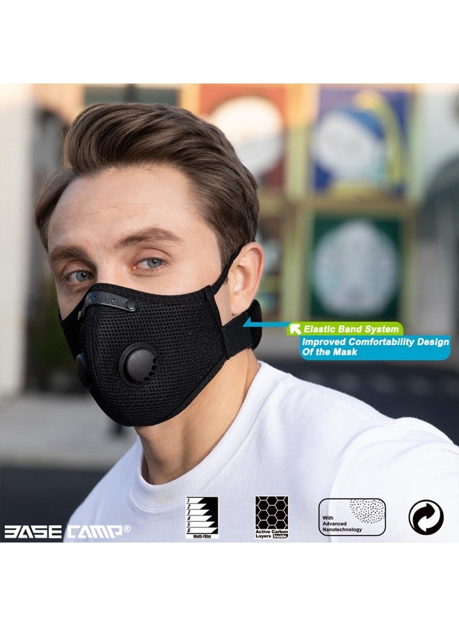 BASE CAMP M Plus Dust Mask, Breathable Reusable Face Mask with 6 Activated Carbon Filters for Woodworking Construction Mowing Grinding (Modern1) - Image 2
