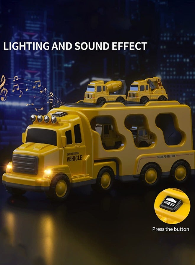 Truck playset Engineering vehicle playset Double Decker Truck Set Toy Theme engineering vehicle set With lights and music - Image 4