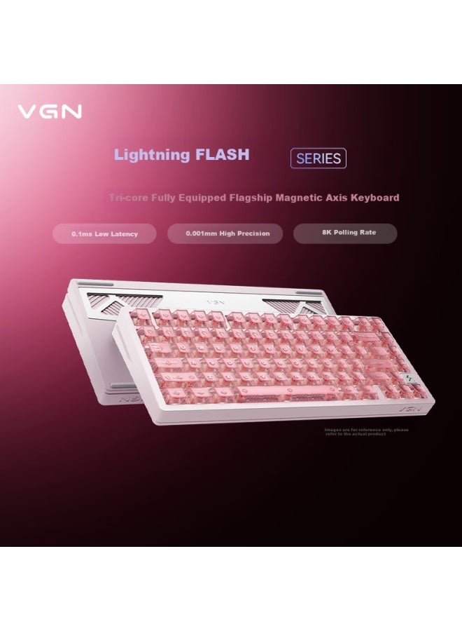 Vgn Lightning Magnetic Axis Keyboard Rt Esports Custom 81-key Aluminum Hot-swappable Valorant Lightning Extreme Ice Cream Magnetic Axis Sakura Pink - Image 1