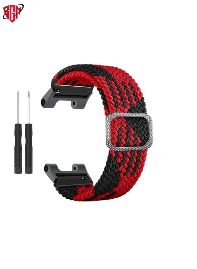 BGM Watch Band Strap For Amazfit T-Rex / T-Rex Pro / Ares Adjustable Buckle Braided Nylon Watch Band(Black Red)  - Image 3