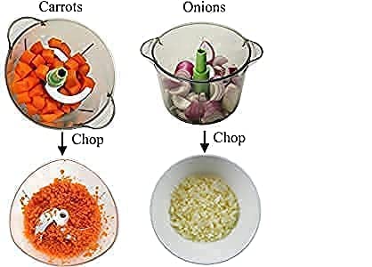 JHEPCOIN ABS Plastic Food Chopper Steel Large Manual Hand-Press Vegetable Chopper Mixer Cutter to Cut Onion, Salad, Tomato, Potato (Grey) - Image 5