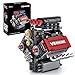 WINGIFT مجموعة بناء محرك WINGIFT V8 نموذج محرك V8 يعمل بناء نموذج محرك V8 صغير خاص بك مع بطارية ومحرك 8 أسطوانات ألعاب هندسية لمحرك السيارة للأطفال والبالغين 478 قطعة - Image 2