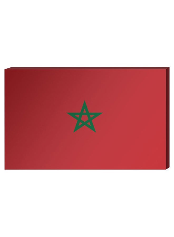 RYN Moroccan Flag Wall Decor Painting With Inner Frame Red/Green 40 x 60centimeter - Image 1