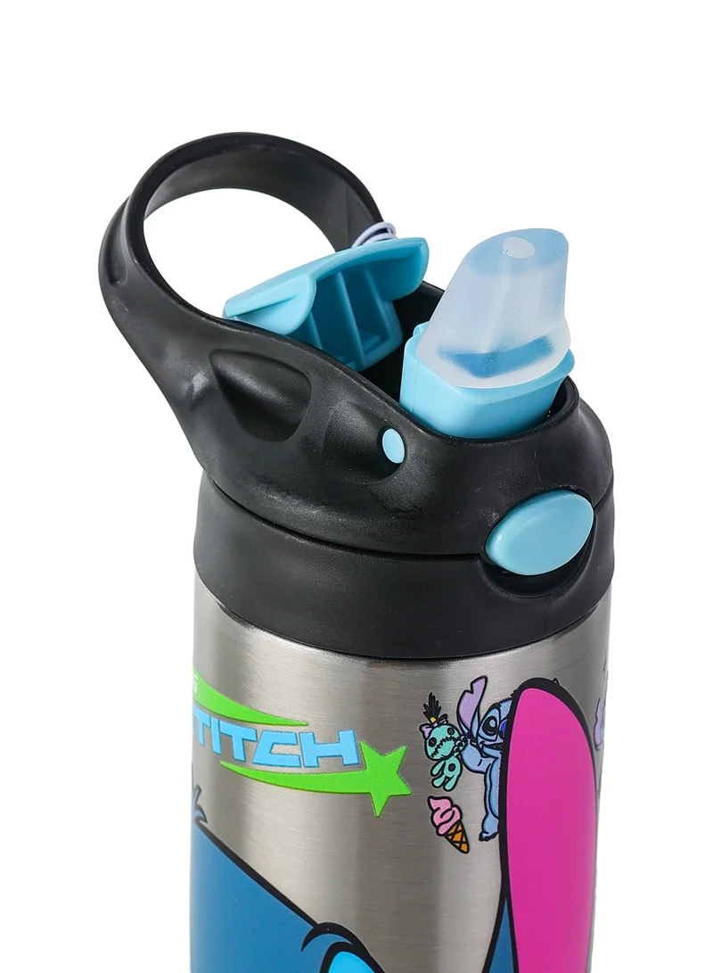 Disney  Disney Stitch Toddler Stainless Steel Water Bottle 500ML | Kids Insulated Drink Bottle | Stitch Water Bottle with Straw Lid for Women | Best Price UAE