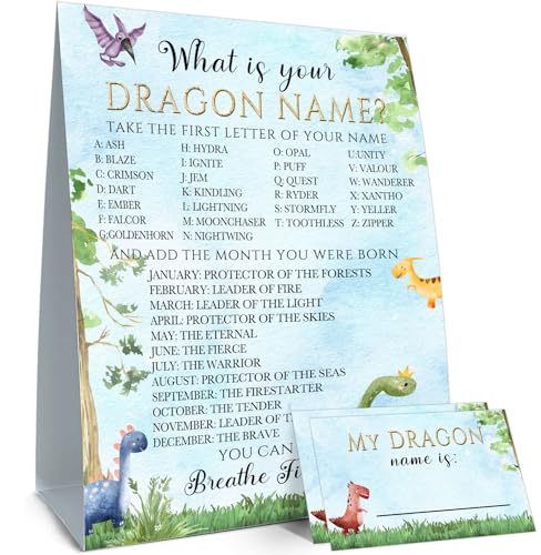 BirtDerr Dragon Birthday Party DecorationDragon Theme Birthday Party SignWhats Your Dragon NameMy Dragon Name Guest Sign Decorations for Dragon Themed Party - Image 1