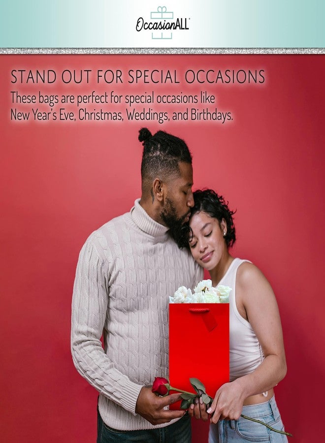 OccasionALL Red Gift Bags, Mini Paper Bags with Handles for Christmas & Valentines, Holidays, Birthdays, Weddings, Party Favors, Shopping, Retail & Merchandise, Bulk, 4x2.75x4.5, 12 Pack - Image 2