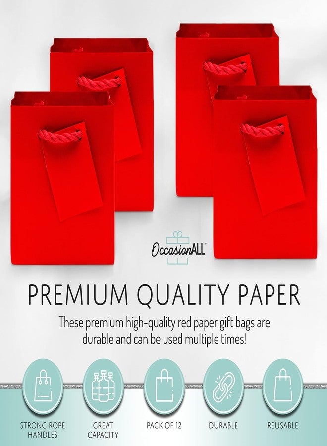 OccasionALL Red Gift Bags, Mini Paper Bags with Handles for Christmas & Valentines, Holidays, Birthdays, Weddings, Party Favors, Shopping, Retail & Merchandise, Bulk, 4x2.75x4.5, 12 Pack - Image 5