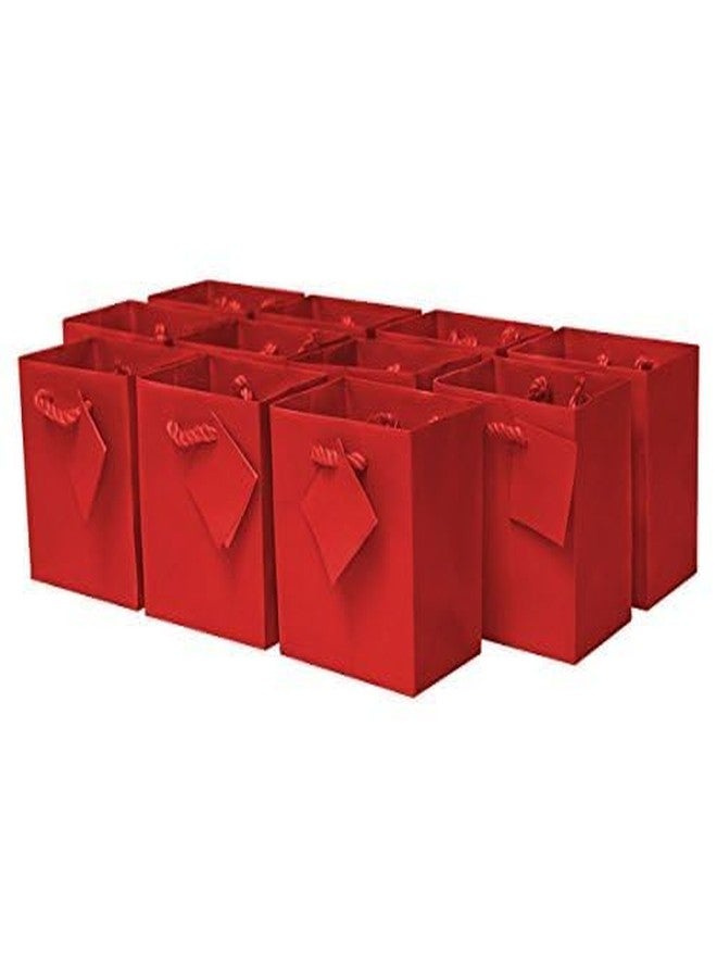 OccasionALL Red Gift Bags, Mini Paper Bags with Handles for Christmas & Valentines, Holidays, Birthdays, Weddings, Party Favors, Shopping, Retail & Merchandise, Bulk, 4x2.75x4.5, 12 Pack - Image 1