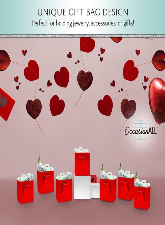 OccasionALL Red Gift Bags, Mini Paper Bags with Handles for Christmas & Valentines, Holidays, Birthdays, Weddings, Party Favors, Shopping, Retail & Merchandise, Bulk, 4x2.75x4.5, 12 Pack - Image 4